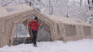 3-комнатная надувная палатка в сильный снегопад. Лучше, чем дома. Кемпинг АСМР