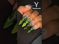 Green Flame Nail Tutorial Color: YMC124 Cat Eye Gel Polish #yokefellow #nails #nailart #naildesign