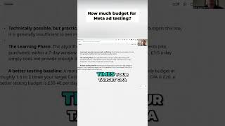 How much ad spend to use on testing