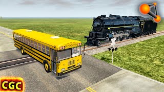 Steam Engine Train Vs Cars on railroad cross #9 BeamNG Drive