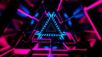 🌌 4K Screensaver – Futuristische Driehoekige Neon Tunnel in Roze en Blauw (Zonder Geluid)
