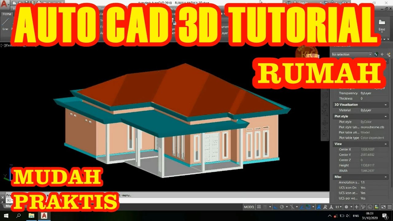 AUTOCAD 3D TUTORIAL : 3D HOUSE Modelling - YouTube