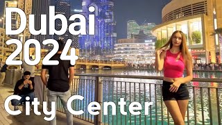 Dubai [4K] Amazing City Center, Burj Khalifa Night Walking Tour 🇦🇪