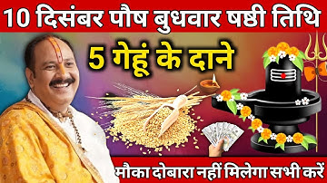 10 दिसंबर पौष बुधवार षष्ठी तिथि के दिन 5 गेंहू मूंग के दाने वाला उपाय जरुर करे || Pradeep Ji Mishra
