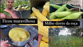 TARDE DA CANJICA DE MILHO NA CASA DE MAINHA/ milho moído no moinho canjica feita no fogão a lenha🍀