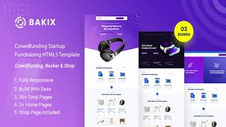 Bakix - Crowdfunding Startup Fundraising HTML5 Template | Themeforest Website Templates and Themes