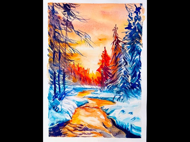 水彩风景画/ 新年快乐!!! Watercolor Landscape /Happy new year