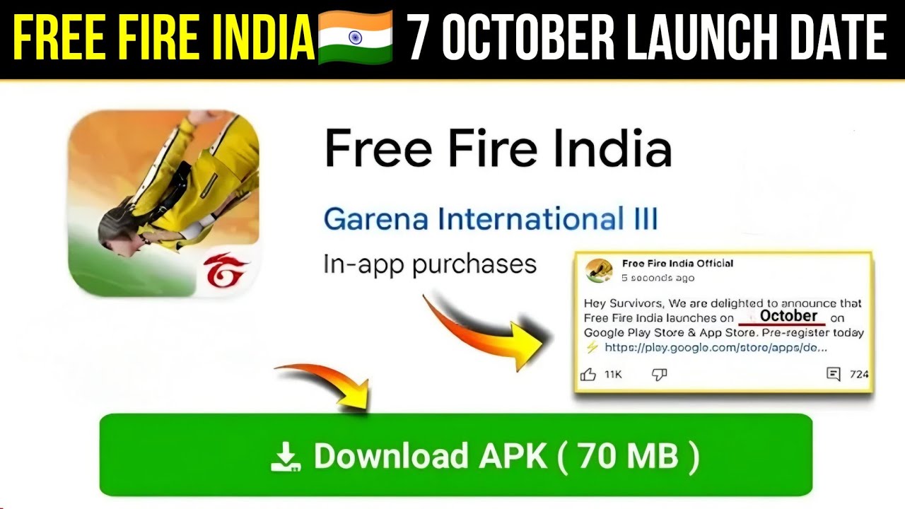 Garena Free Fire - Free Fire India Today League (FFITL) on 12th Oct at  11AM! Watch it on , and join us at Siri Fort Delhi!