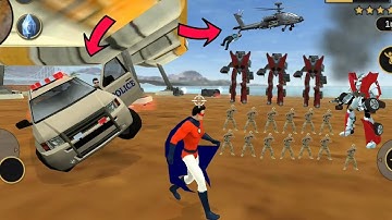 Vegas Crime Simulator - (SuperHero Destroy Car Robot Ship) Red Robot Car Crash Helicopter - Gameplay