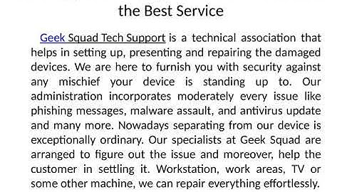 Geek Squad Tech Support
