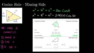 Cosine Rule - Missing Side