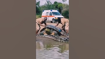 Man rescue a turtle from python 😨#python #turtle #pythonvsturtle #pythonattack #wildanimalsafari