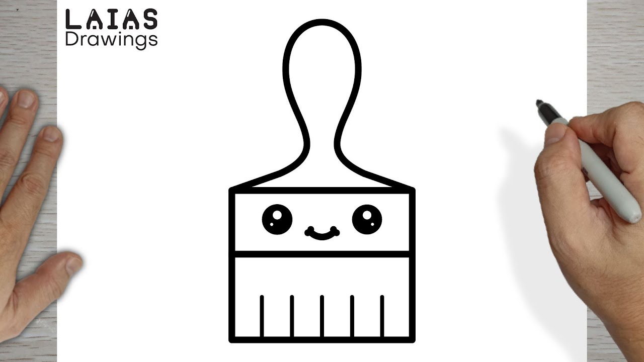 How to Draw a Cute Paint Brush, Easy Drawings - YouTube