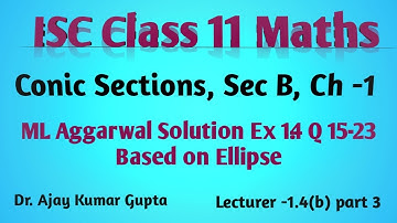 "ISC Class 11 Maths: ML Aggarwal Solutions Ex 1.4 (Q.15-23) | Ellipse | sec B | conic section |
