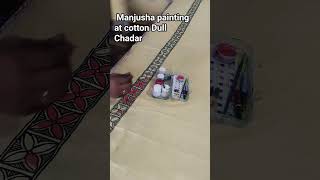 Hand-Painted Cotton Dull Chadar 🎨 | Beautiful Manjusha Painting Design ✨