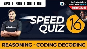 Reasoning Speed Quiz 16 Live | Coding Decoding with Shyam Sir for IBPS, RRB, RBI, NIACL