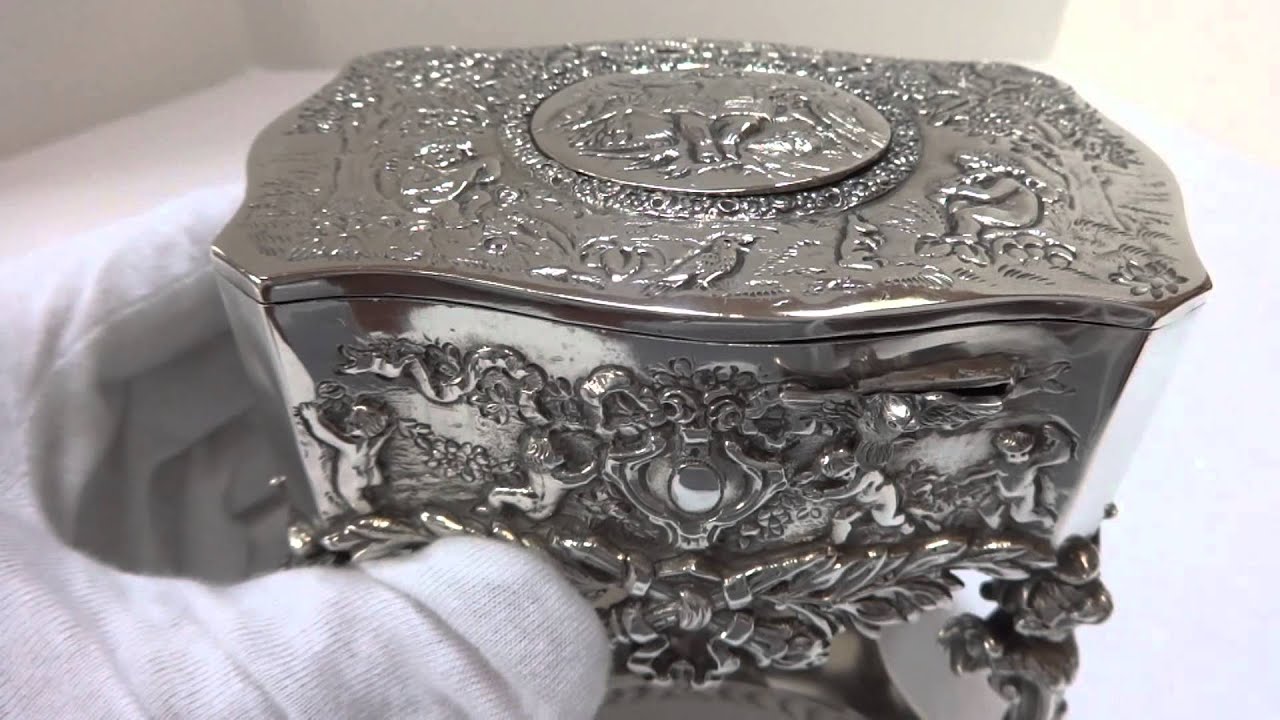 German singing bird box. Solid silver case weighing almost 2 pounds!