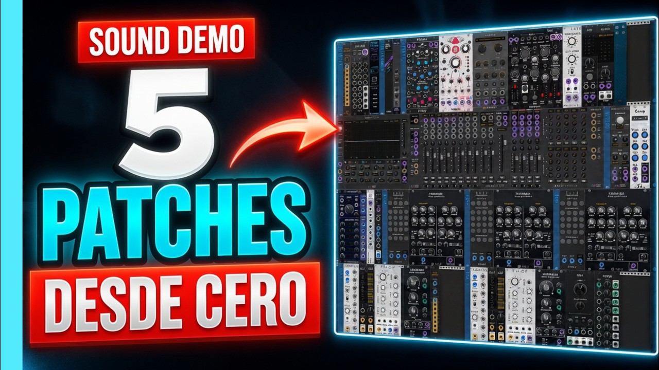 Los cinco patches de Patch Lab 01 sonando en VCV Rack