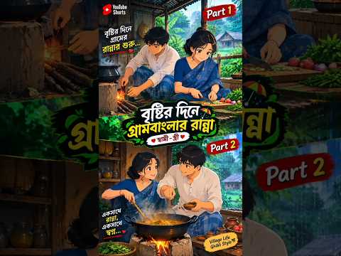 🌧️ বৃষ্টির দিনে স্বামী-স্ত্রীর ভালোবাসার রান্না 🍲❤️ | গ্রামের জীবন | Ghibli Style #Shorts