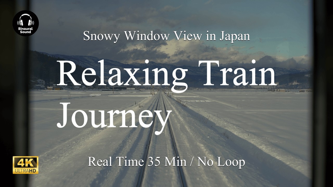 35 Min Train Sound for Focus - Winter Scenery in Japan (Nagano) 4K