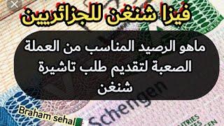 الرصيد  المناسب من العملة الصعبة لتقديم طلب تاشيرة شنغن