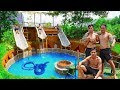 Primitive survival 4k  build python house amazing 3 water slide swimming pool secret house