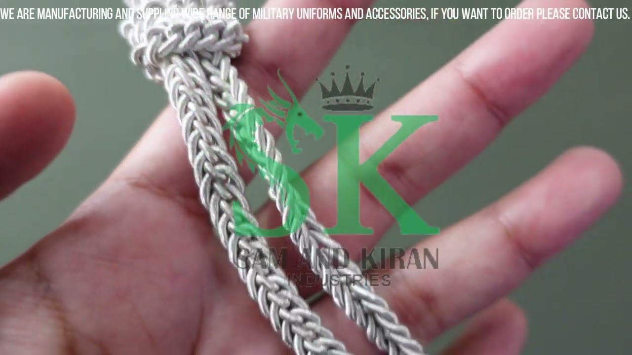 Silver Bullion Twisted Cap Cord, Military Cap Cords ,Army Cap Cord