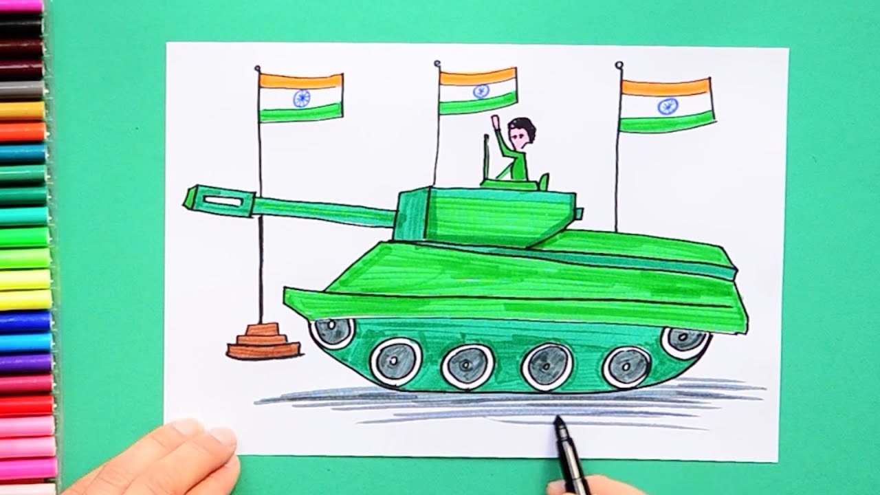 How to draw India's Republic Day Parade Scene - YouTube