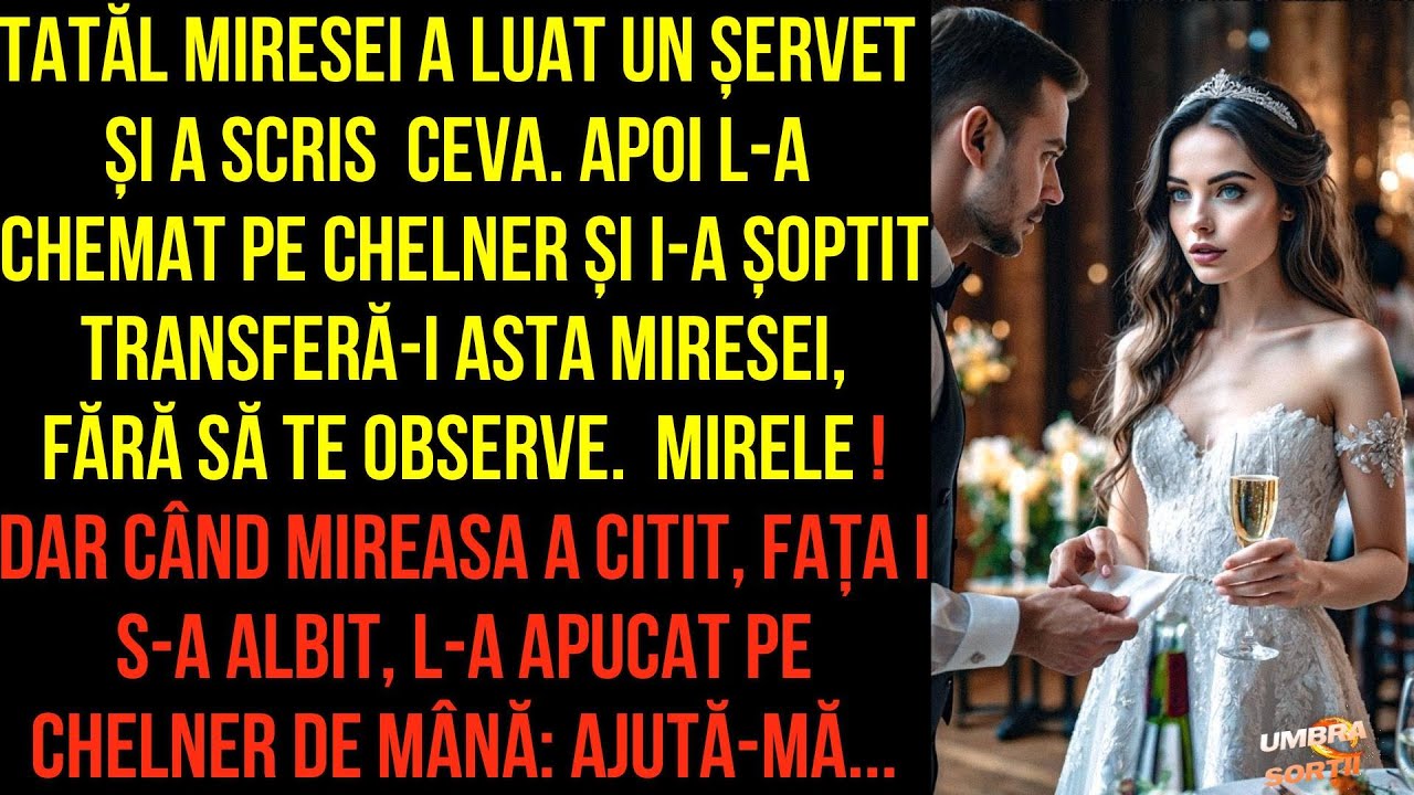 TATĂL MIRESEI A LUAT UN ȘERVET ȘI A SCRIS REPEDE CEVA. APOI L-A CHEMAT PE CHELNER ȘI I-A ȘOPTIT ...