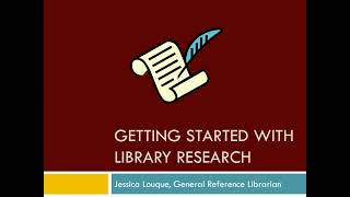 Getting Started With Library Research