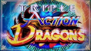 NEW SLOT!  FIRST ATTEMPT on TRIPLE ACTION DRAGONS SLOT MACHINE BONUSES + LIVE PLAY - PECHANGA CASINO