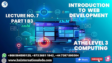 Introduction to Web Development Lecture No. 07 Part 1 B3 ATHE Level 3 Computing