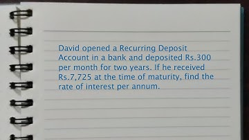 Banking(Recurring Deposit Account) || Exercise 2(A) || Selina Publisher || Class 10th || ICSE