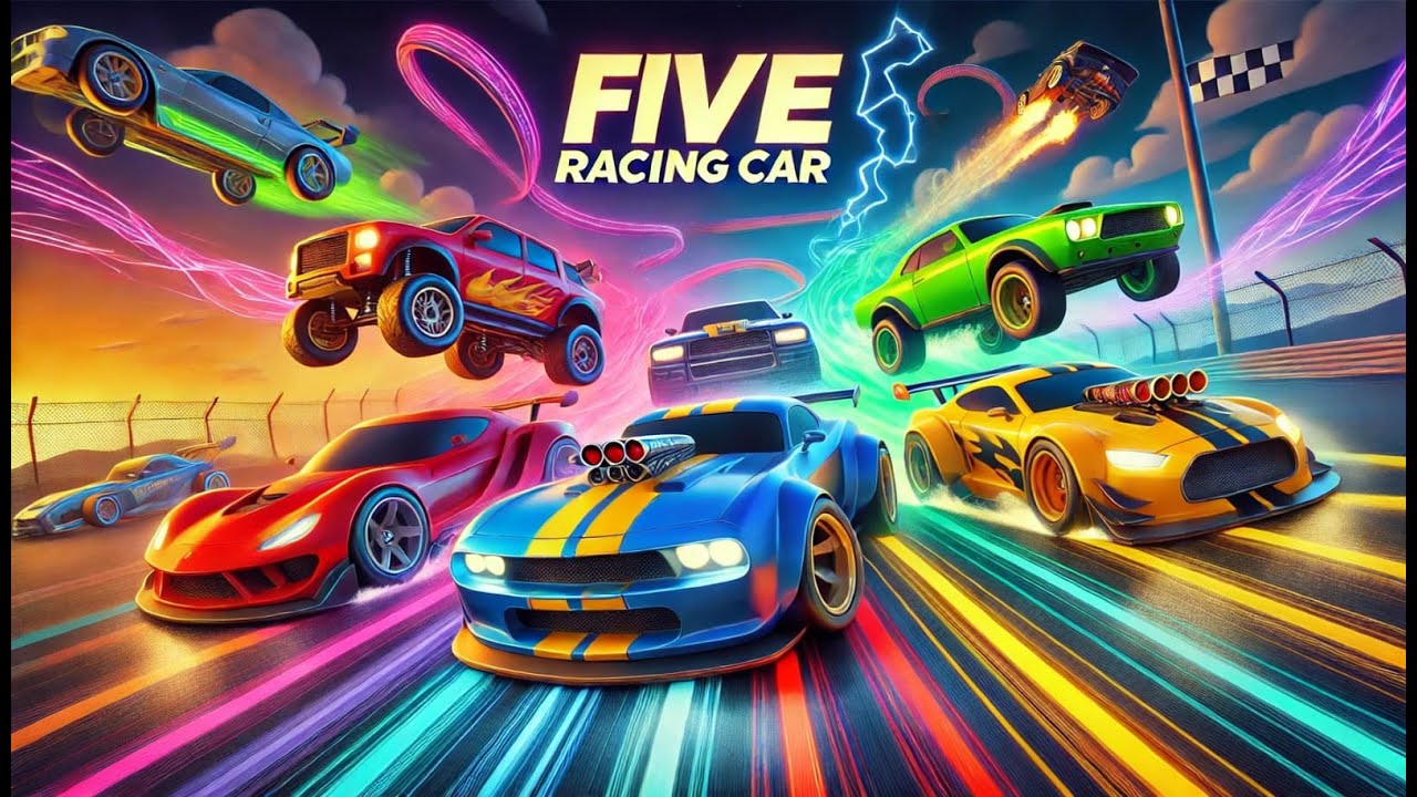 Five Racing Cars Battle | Epic Sky Race | Cars Cartoon For Kids