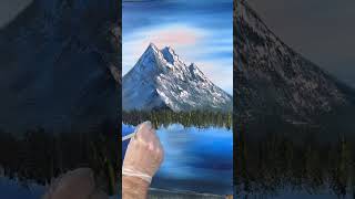 Painting pine trees, reflections and a waterline #satisfying #painting #oilpainting #art #shorts