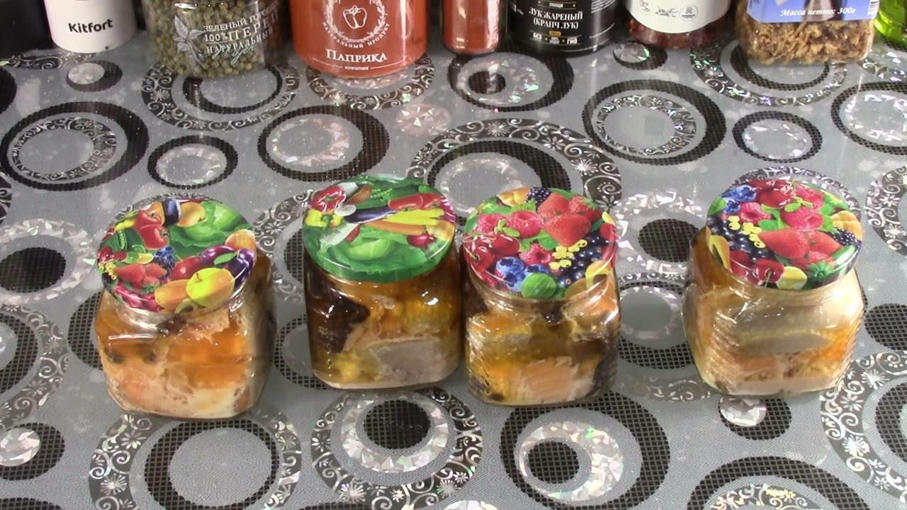 Домашние консервы.  Семга в автоклаве с маслом.