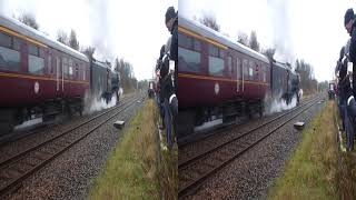 Steam train, 502 Flying Scotsman departing from Appleby on 2016-04-17 at 1652 in 3D