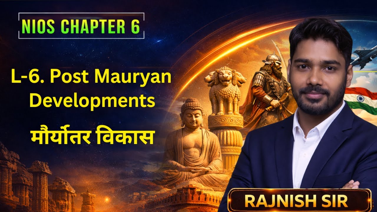 NIOS History Chapter 6 🔥 Post Mauryan Developments | मौर्योत्तर विकास Full Explanation