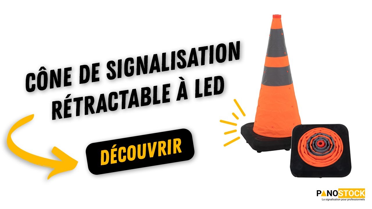 Cône de signalisation pour sol à LED et rétractable┃Travaux & Chantiers