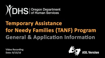 Temporary Assistance for Needy Families (TANF) - Program & Application Information