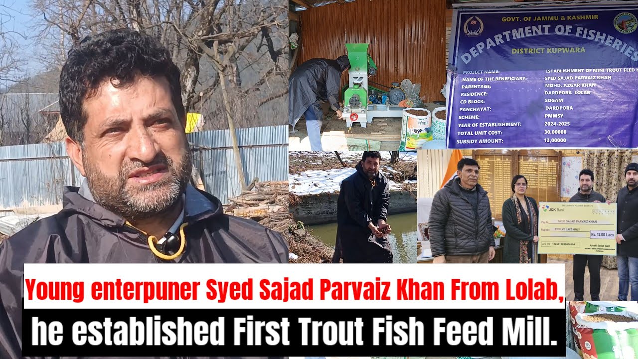 Young enterpuner Syed Sajad Parvaiz Khan from Lolab, He Established First Trout Fish Feed Mill.