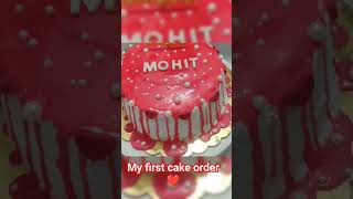 red drip cake❤️my first cake order?shortsviralyoutubeshortscakechocolateyummycakedecorating
