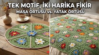 1 MOTİF = 2 DEV PROJE! 🤯 İnanılmaz Dönüşüm: Masa mı Yatak mı? (Crochet Transformation)
