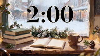 2 Minute Winter Cafe Focus Timer ☕ Cozy Coffee Shop Snow Ambience + Relaxing Jazz Lofi (No Lyrics)