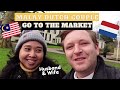 Malay woman & her Mat Salleh (Belanda) husband go to a market in the Netherlands