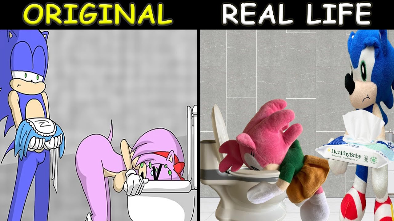 SONIC help AMY Vomits In The Toilet | The Sonic Tapes Animation | Original vs Plush Toys