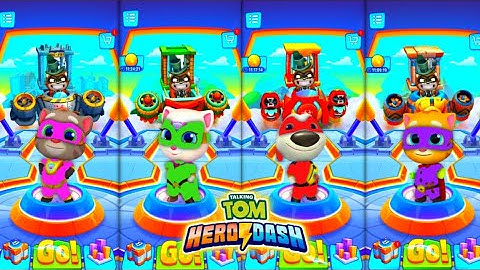 talking tom hero dash - all super heroes mix colour suit - saving all heroes gameplay (android, ios)