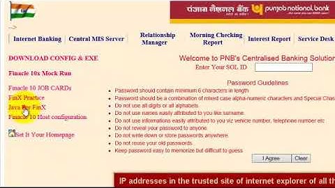 Finacle 10x settings browser
