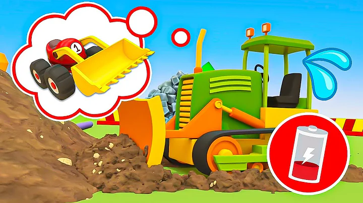 The excavator need help! The small racing cars became diggers to fill the big trucks with soil.