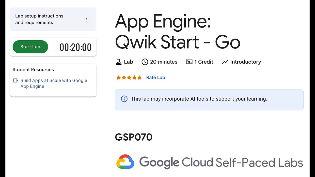 GSP070-App Engine: Qwik Start - Go | Google Cloud Qwiklabs 2025 - YouTube
